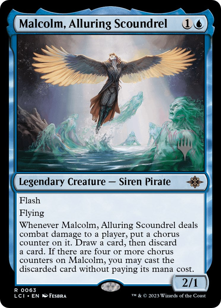 Malcolm, Alluring Scoundrel (Promo Pack) [The Lost Caverns of Ixalan Promos] | Dragon's Lair Comics and Fantasy Houston TX