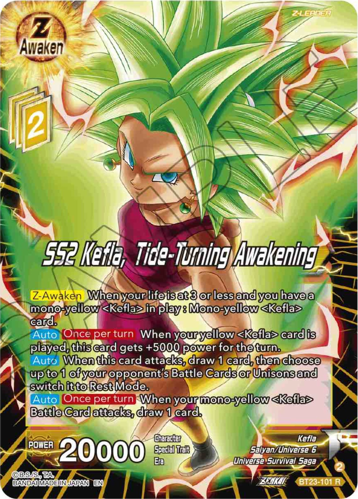 SS2 Kefla, Tide-Turning Awakening (BT23-101) [Perfect Combination] | Dragon's Lair Comics and Fantasy Houston TX