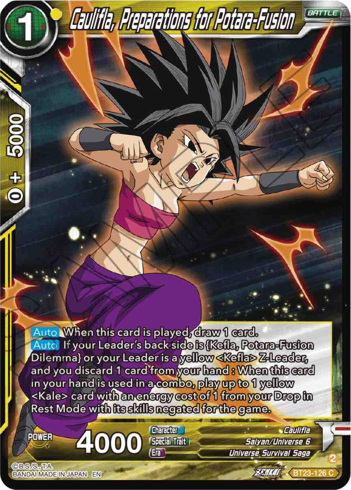 Caulifla, Preparations for Potara-Fusion (BT23-126) [Perfect Combination] | Dragon's Lair Comics and Fantasy Houston TX