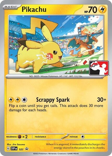 Pikachu (101) (Play Pokemon Promo) [League & Championship Cards] | Dragon's Lair Comics and Fantasy Houston TX