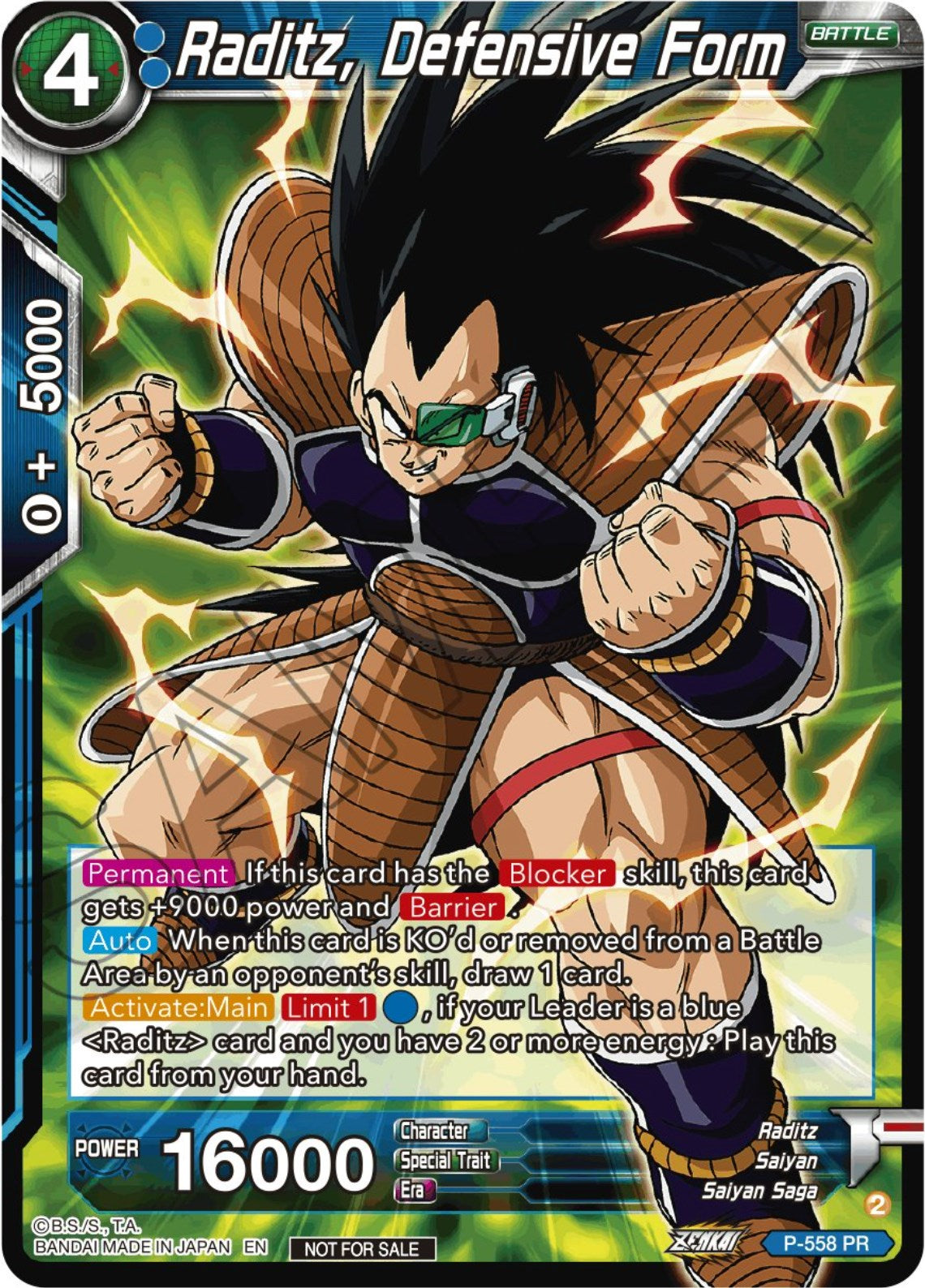 Raditz, Defensive Form (Zenkai Series Tournament Pack Vol.6) (P-558) [Tournament Promotion Cards] | Dragon's Lair Comics and Fantasy Houston TX