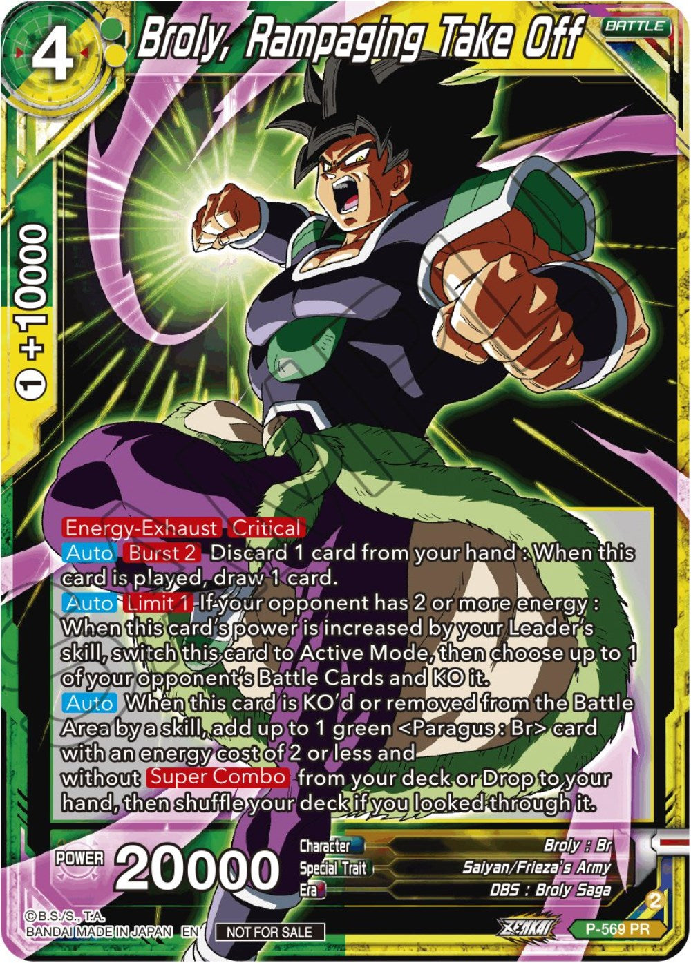 Broly, Rampaging Take Off (Zenkai Series Tournament Pack Vol.6) (P-569) [Tournament Promotion Cards] | Dragon's Lair Comics and Fantasy Houston TX