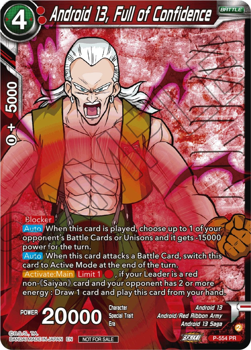 Android 13, Full of Confidence (Zenkai Series Tournament Pack Vol.6) (Winner) (P-554) [Tournament Promotion Cards] | Dragon's Lair Comics and Fantasy Houston TX