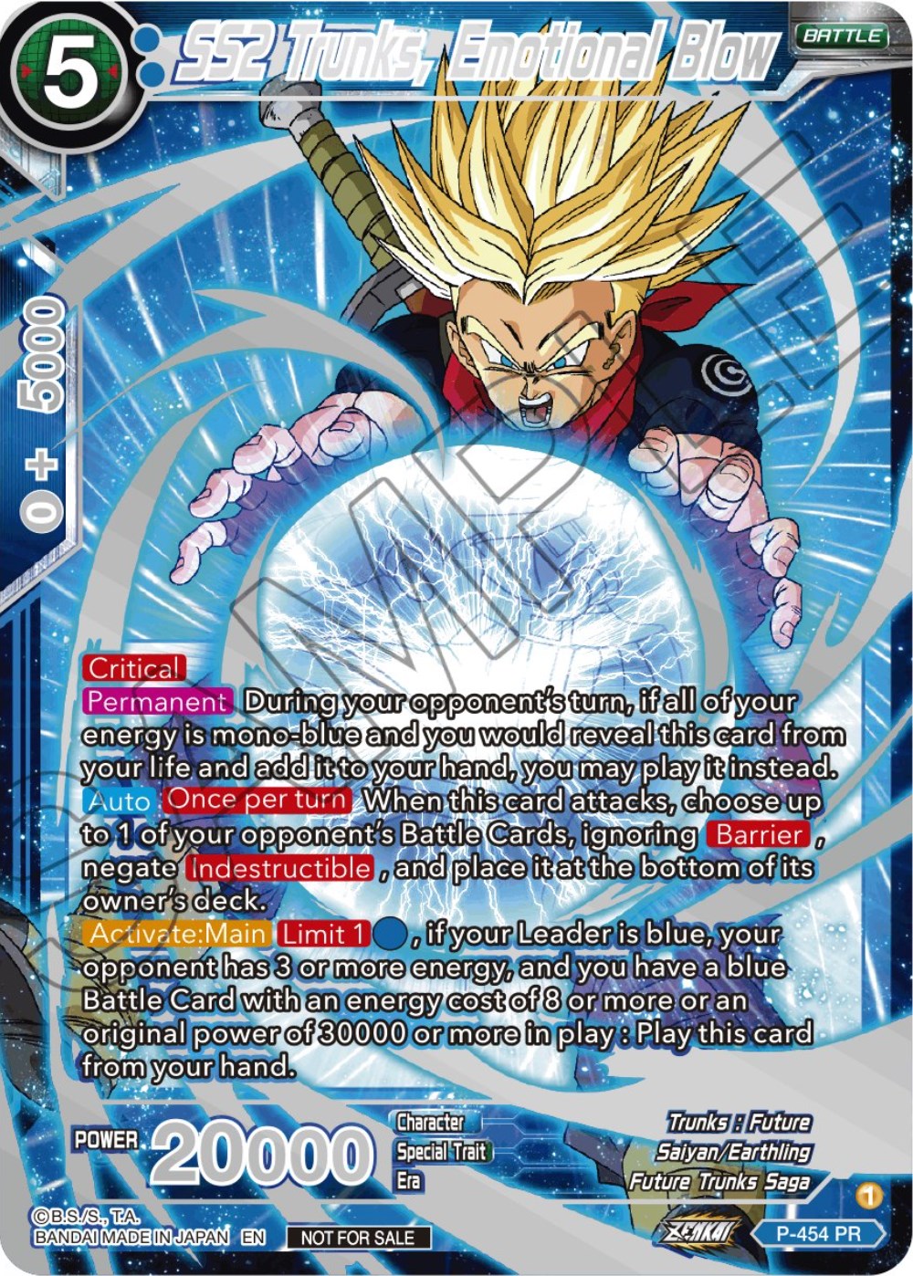 SS2 Trunks, Emotional Blow (Championship 2023 Reward Alternate Art Card Set) (Holo) (P-454) [Tournament Promotion Cards] | Dragon's Lair Comics and Fantasy Houston TX