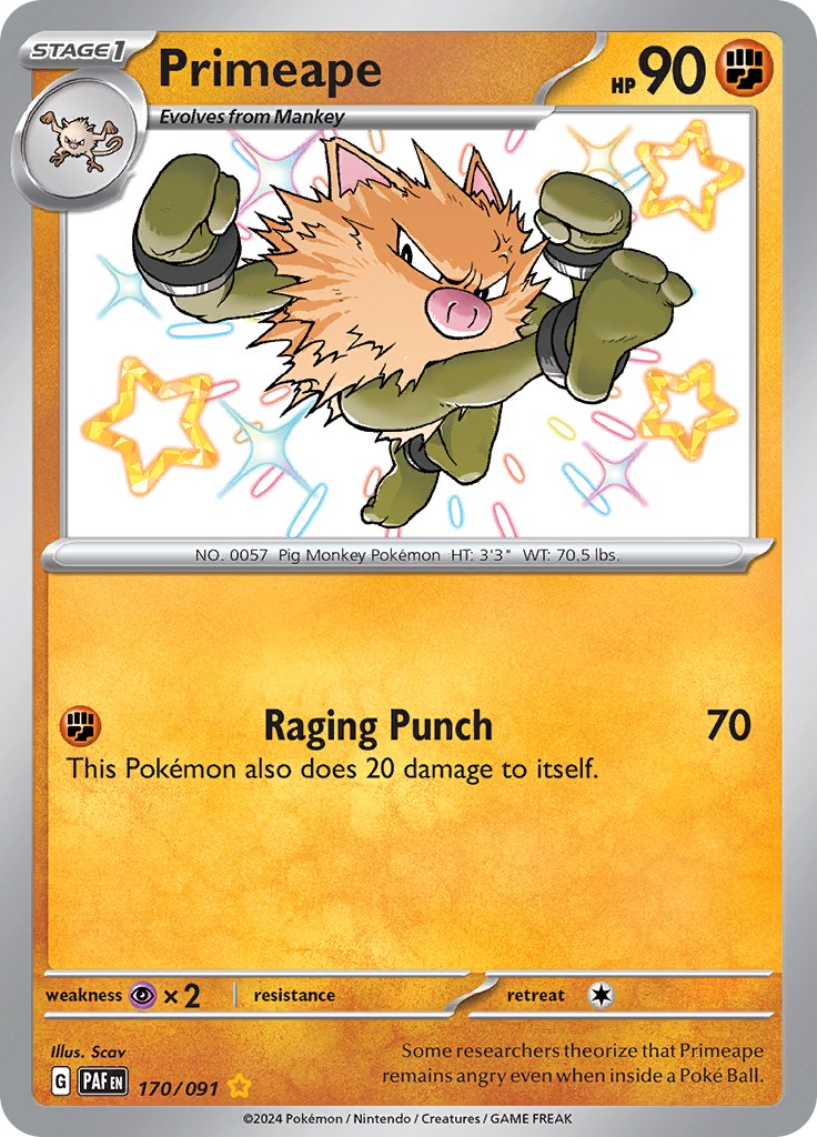 Primeape (170/091) [Scarlet & Violet: Paldean Fates] | Dragon's Lair Comics and Fantasy Houston TX