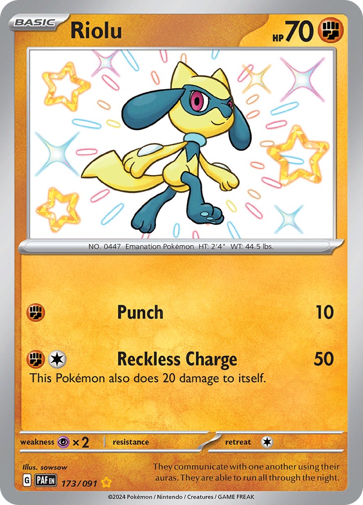 Riolu (173/091) [Scarlet & Violet: Paldean Fates] | Dragon's Lair Comics and Fantasy Houston TX