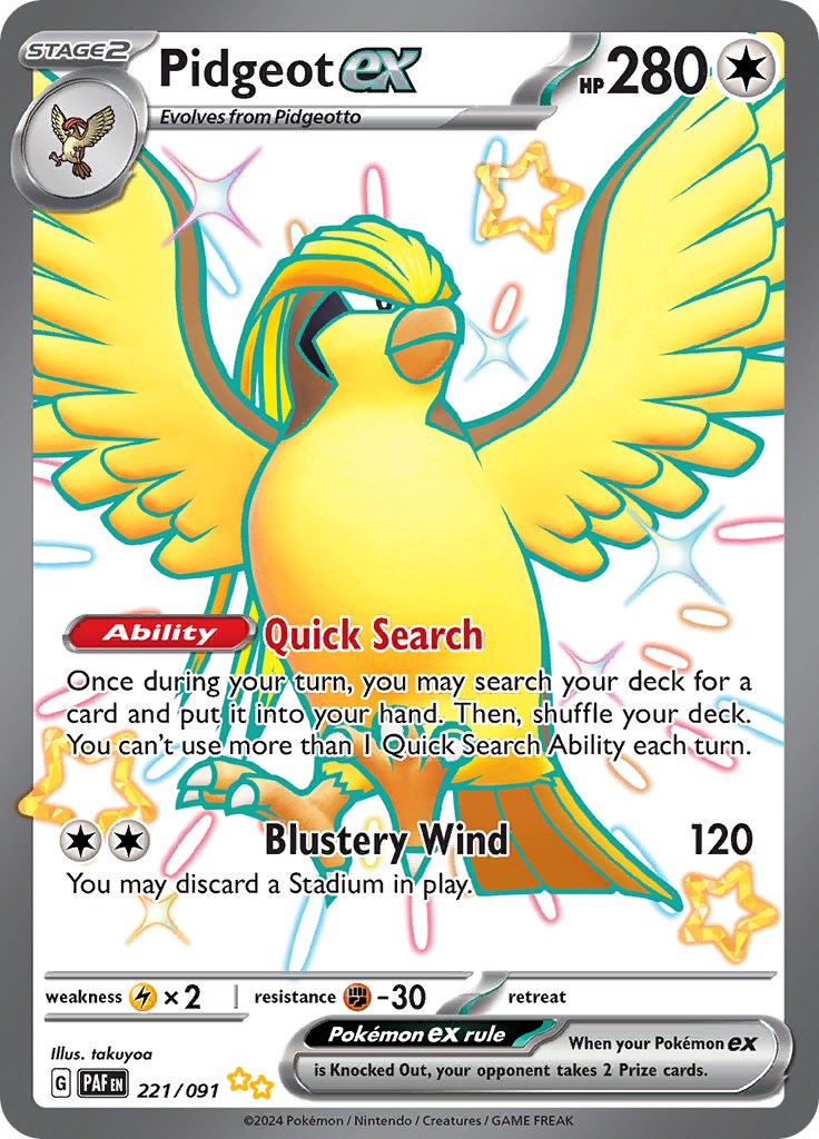 Pidgeot ex (221/091) [Scarlet & Violet: Paldean Fates] | Dragon's Lair Comics and Fantasy Houston TX