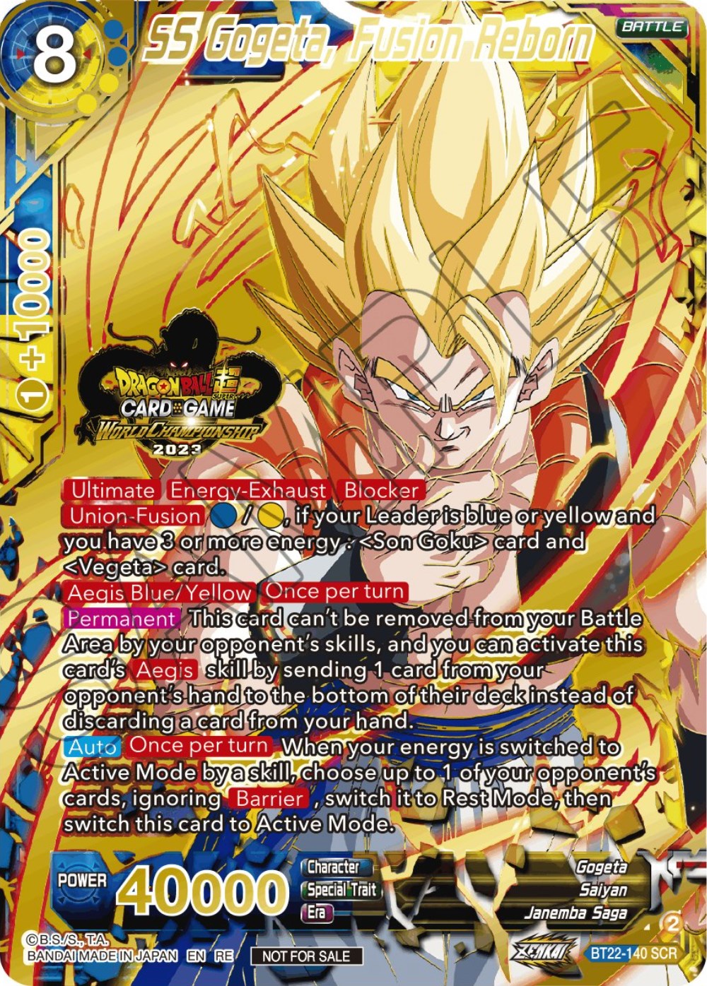 SS Gogeta, Fusion Reborn (2023 World Championship Stamp) (BT22-140) [Tournament Promotion Cards] | Dragon's Lair Comics and Fantasy Houston TX