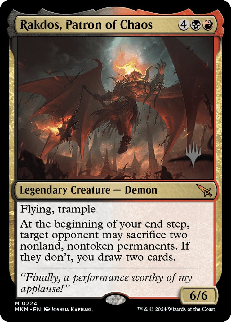 Rakdos, Patron of Chaos (Promo Pack) [Murders at Karlov Manor Promos] | Dragon's Lair Comics and Fantasy Houston TX