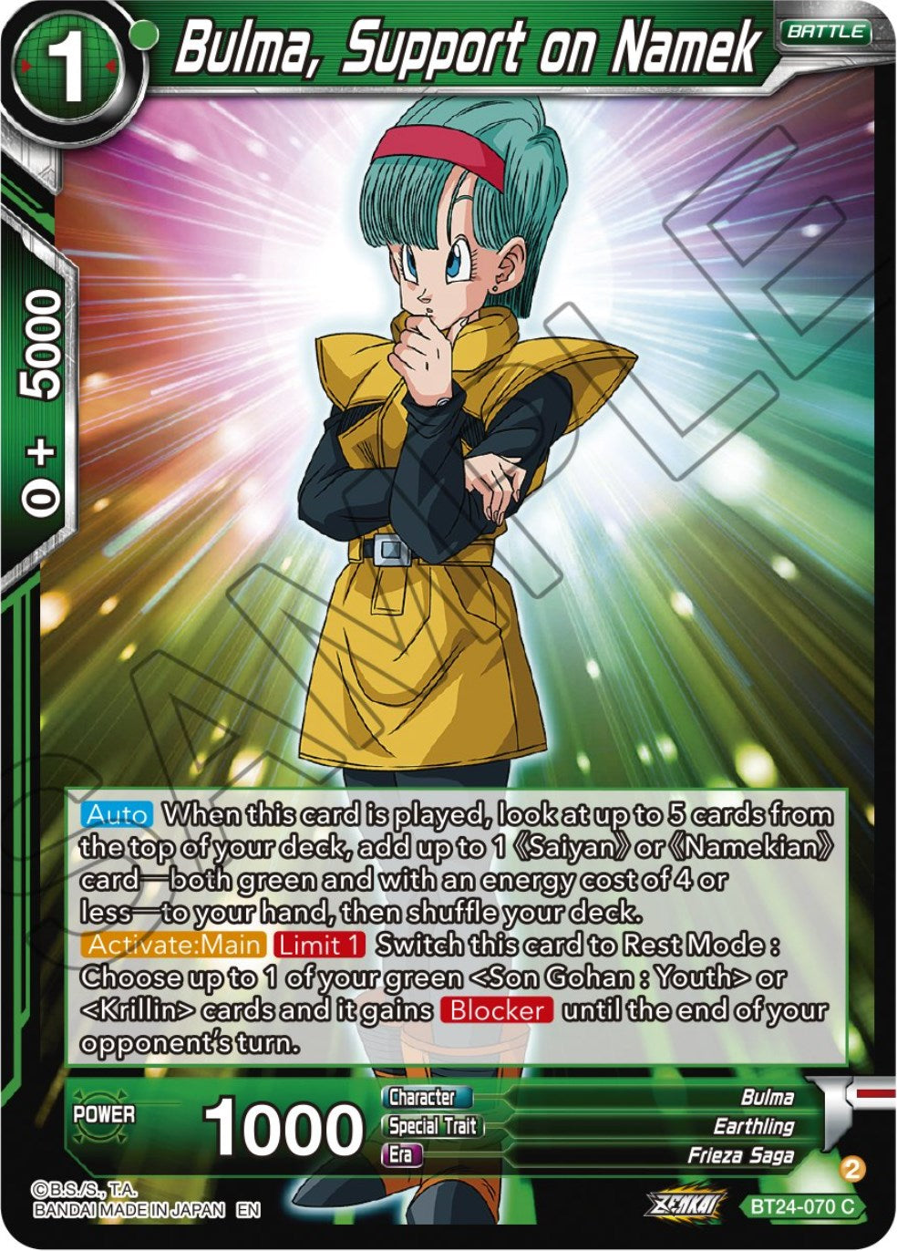 Bulma, Support on Namek (BT24-070) [Beyond Generations] | Dragon's Lair Comics and Fantasy Houston TX