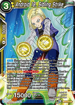 Android 18, Sibling Strike (Uncommon) (BT13-111) [Supreme Rivalry] | Dragon's Lair Comics and Fantasy Houston TX