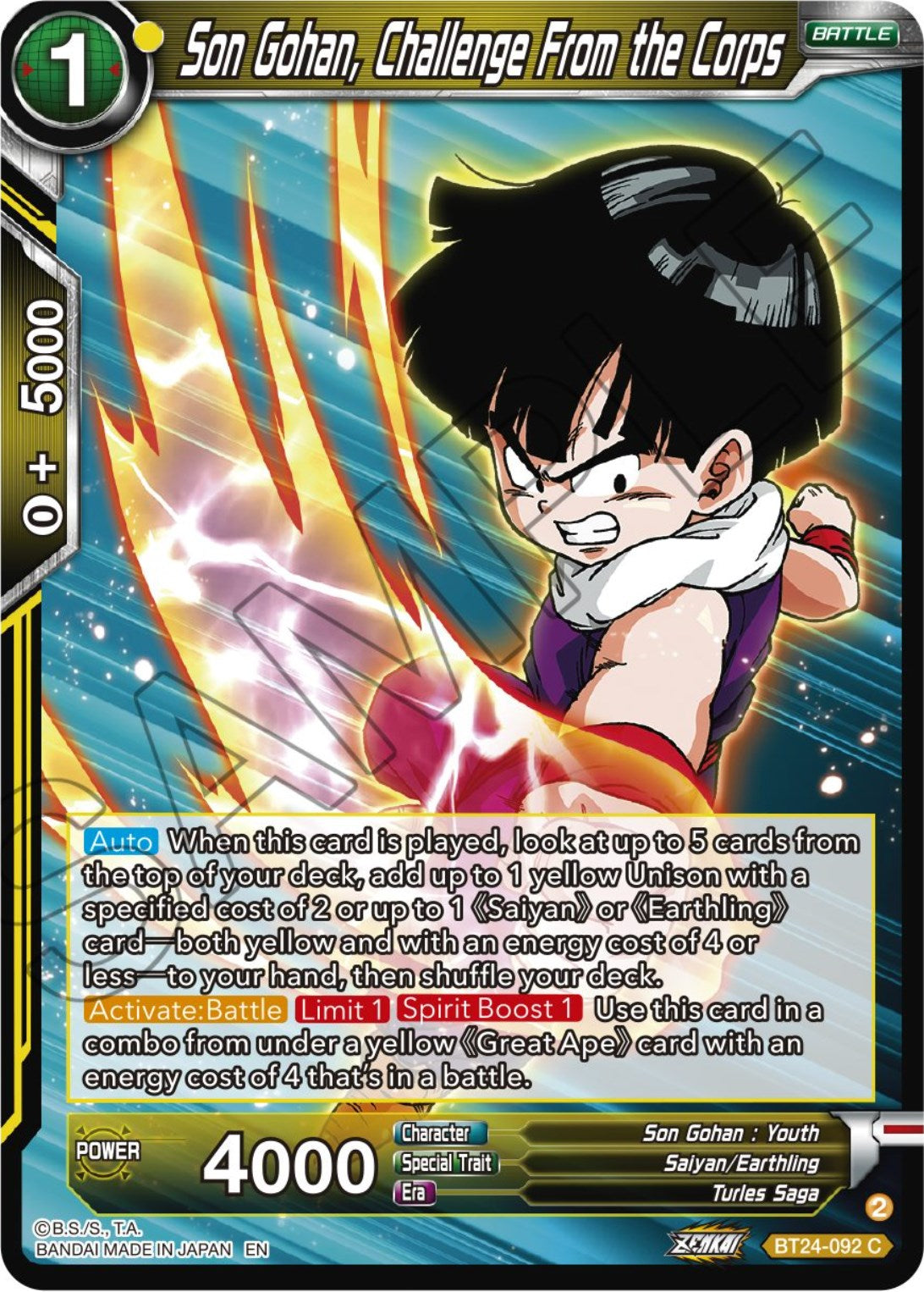 Son Gohan, Challenge From the Corps (BT24-092) [Beyond Generations] | Dragon's Lair Comics and Fantasy Houston TX