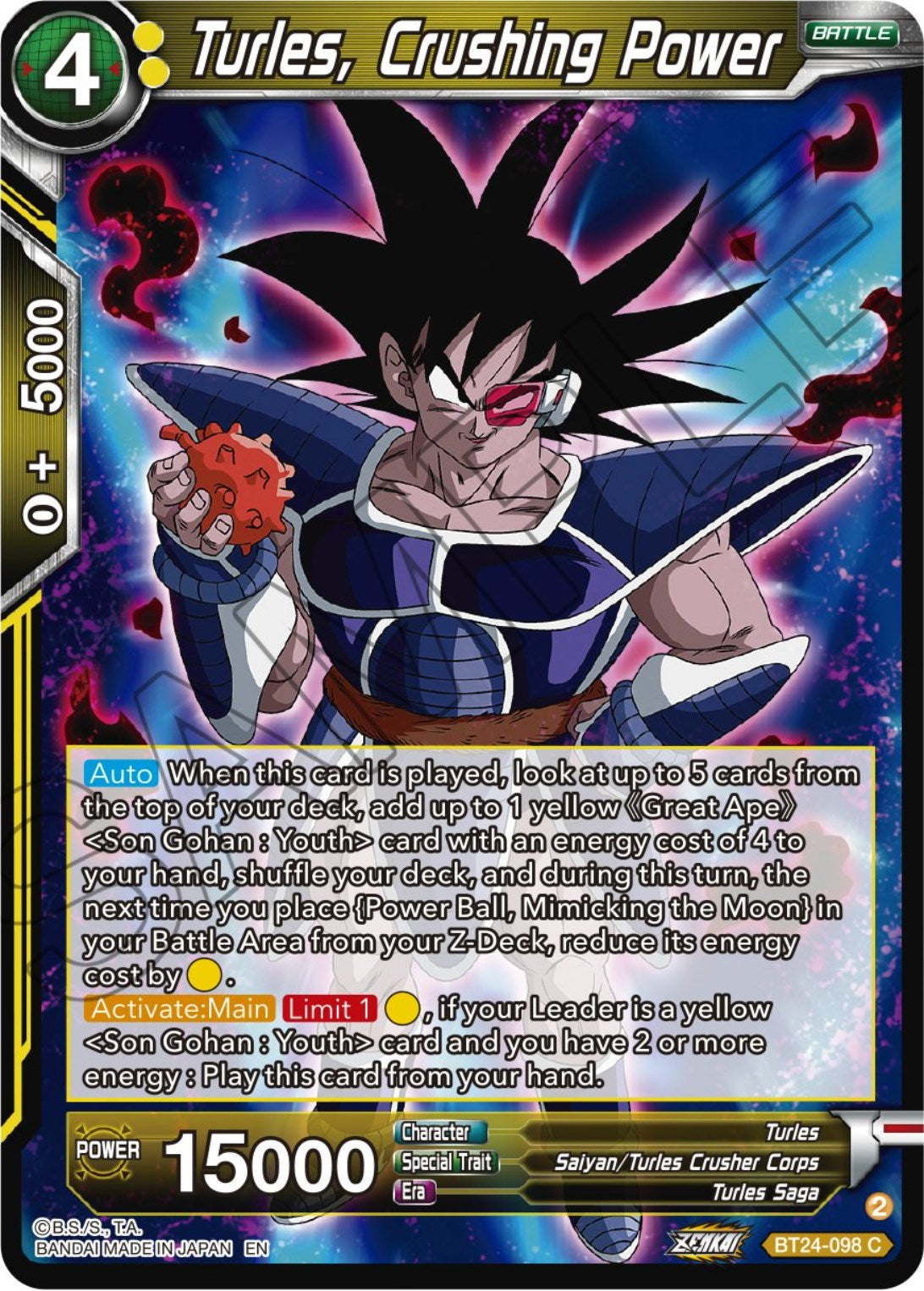 Turles, Crushing Power (BT24-098) [Beyond Generations] | Dragon's Lair Comics and Fantasy Houston TX