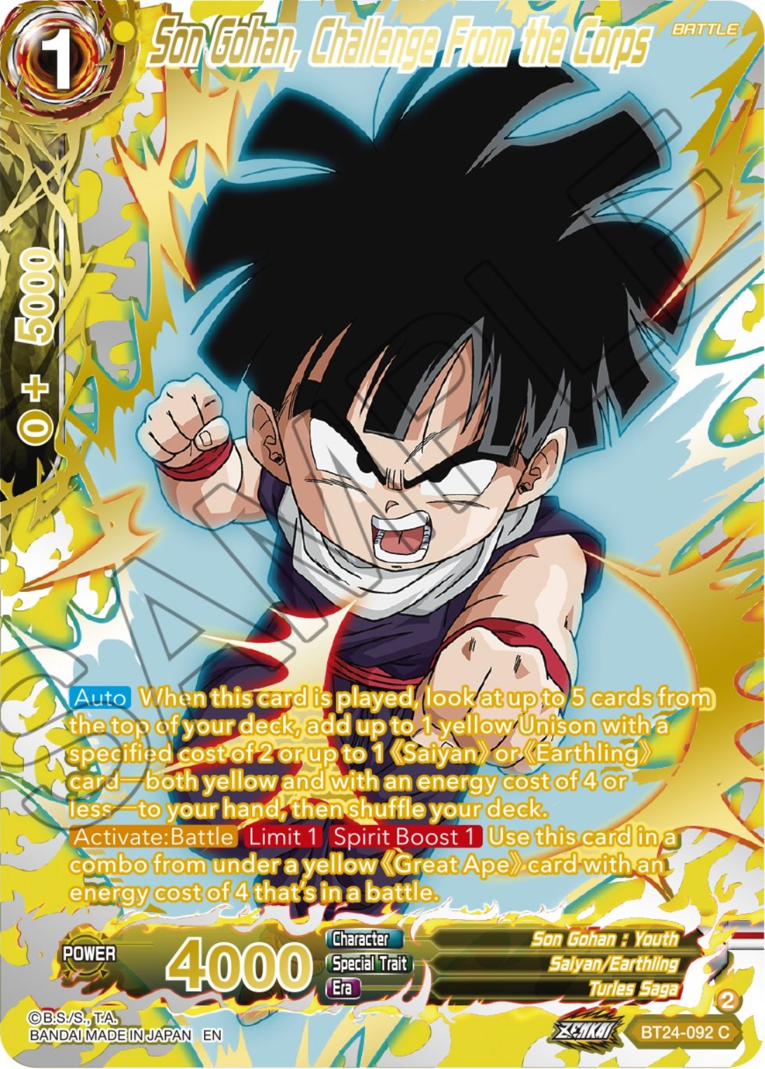 Son Gohan, Challenge From the Corps (Collector Booster) (BT24-092) [Beyond Generations] | Dragon's Lair Comics and Fantasy Houston TX