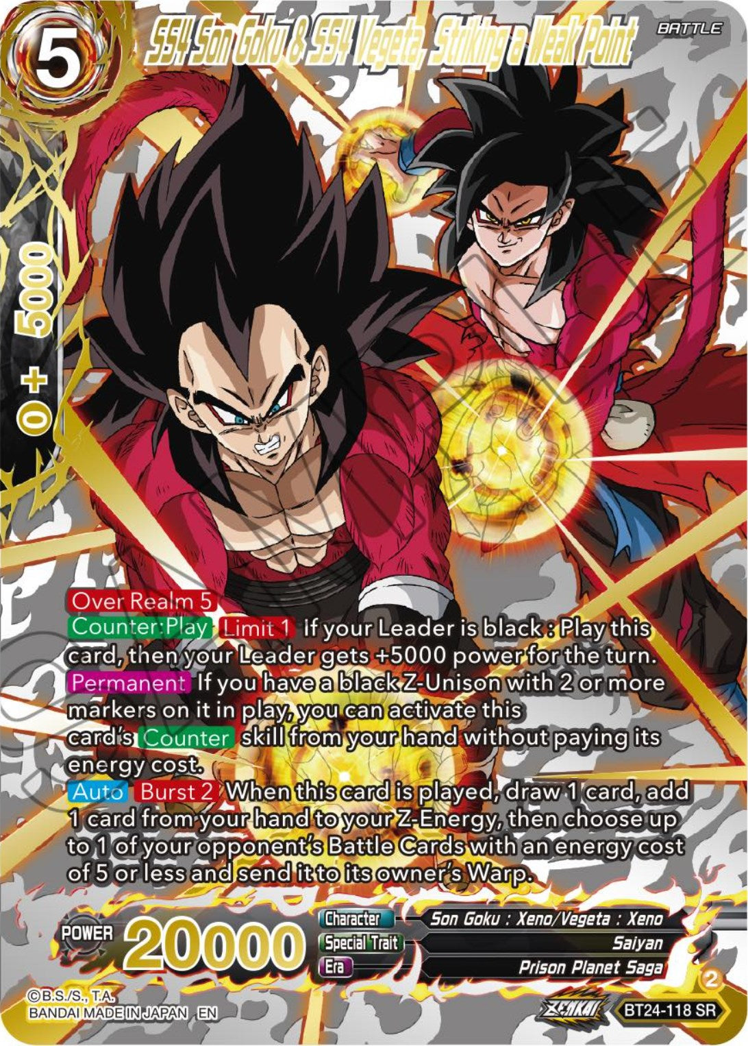 SS4 Son Goku & SS4 Vegeta, Striking a Weak Point (Collector Booster) (BT24-118) [Beyond Generations] | Dragon's Lair Comics and Fantasy Houston TX