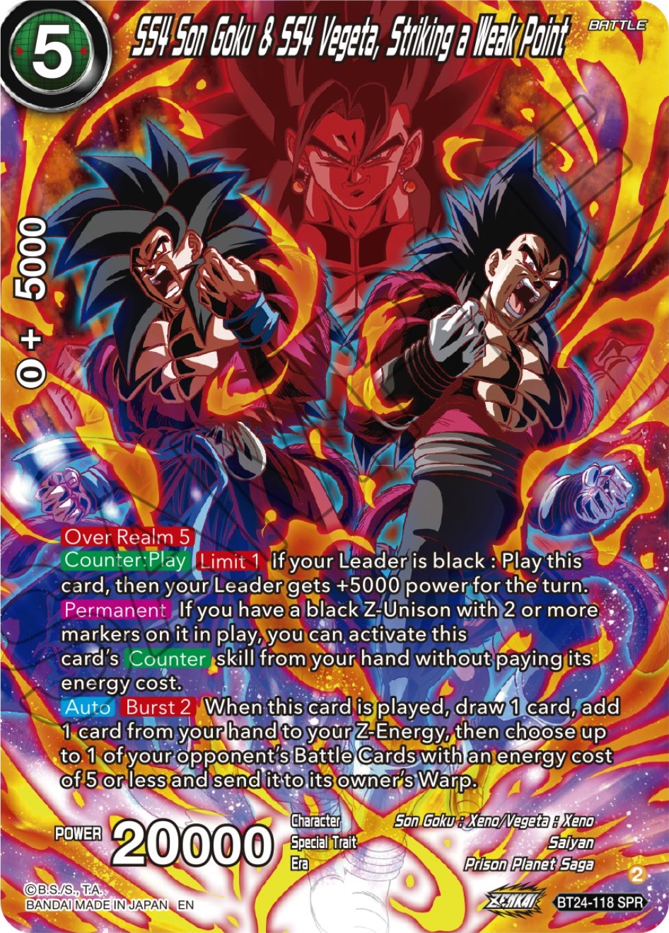 SS4 Son Goku & SS4 Vegeta, Striking a Weak Point (SPR) (BT24-118) [Beyond Generations] | Dragon's Lair Comics and Fantasy Houston TX