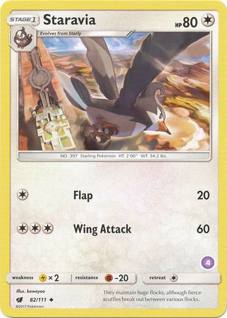 Staravia (82/111) (Deck Exclusive #4) [Sun & Moon: Trainer Kit - Alolan Sandslash] | Dragon's Lair Comics and Fantasy Houston TX