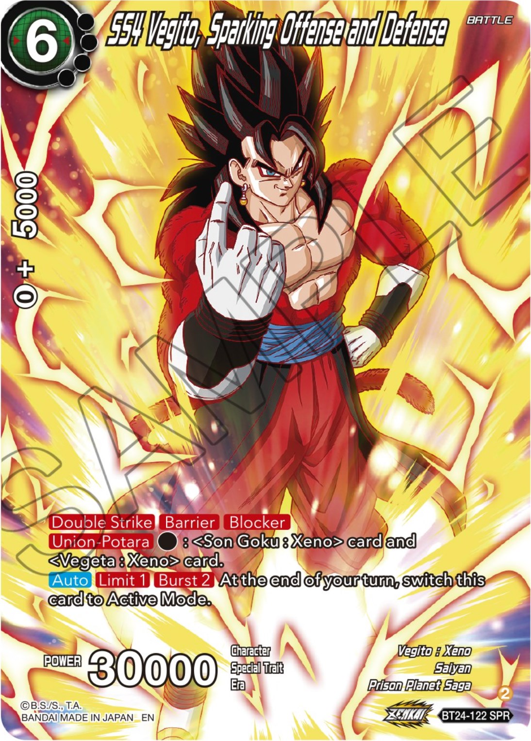 SS4 Vegito, Sparking Offense and Defense (SPR) (BT24-122) [Beyond Generations] | Dragon's Lair Comics and Fantasy Houston TX