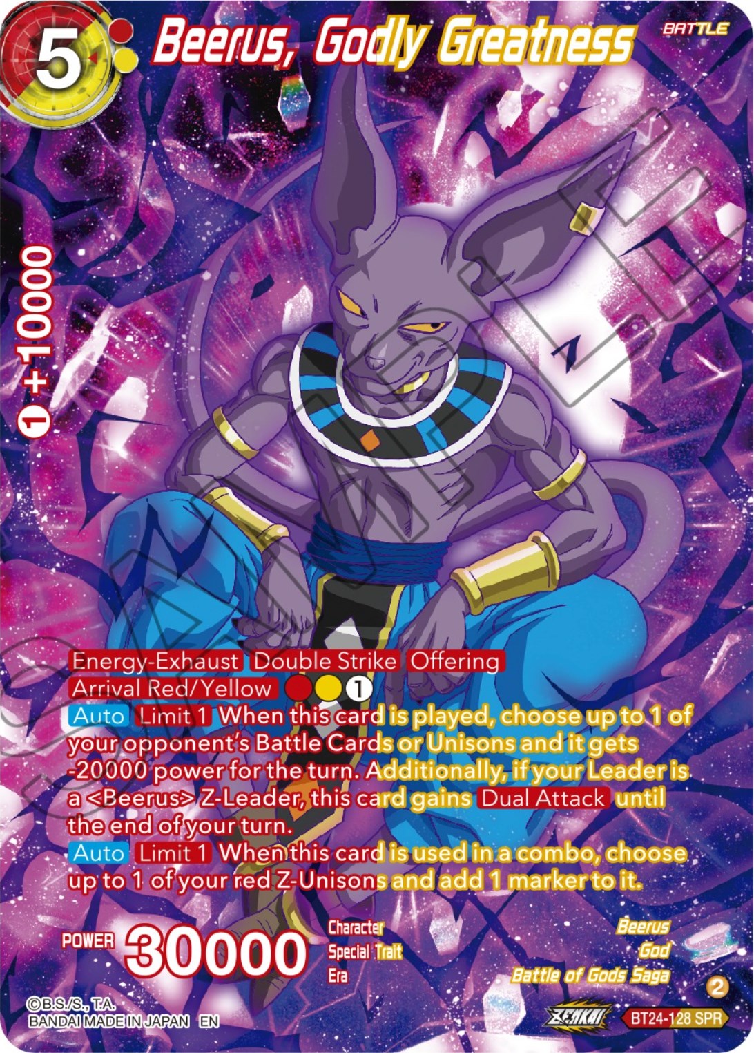 Beerus, Godly Greatness (SPR) (BT24-128) [Beyond Generations] | Dragon's Lair Comics and Fantasy Houston TX