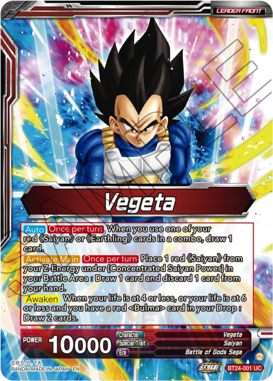 Vegeta // Vegeta, Awakened Feelings (SLR) (BT24-001) [Beyond Generations] | Dragon's Lair Comics and Fantasy Houston TX