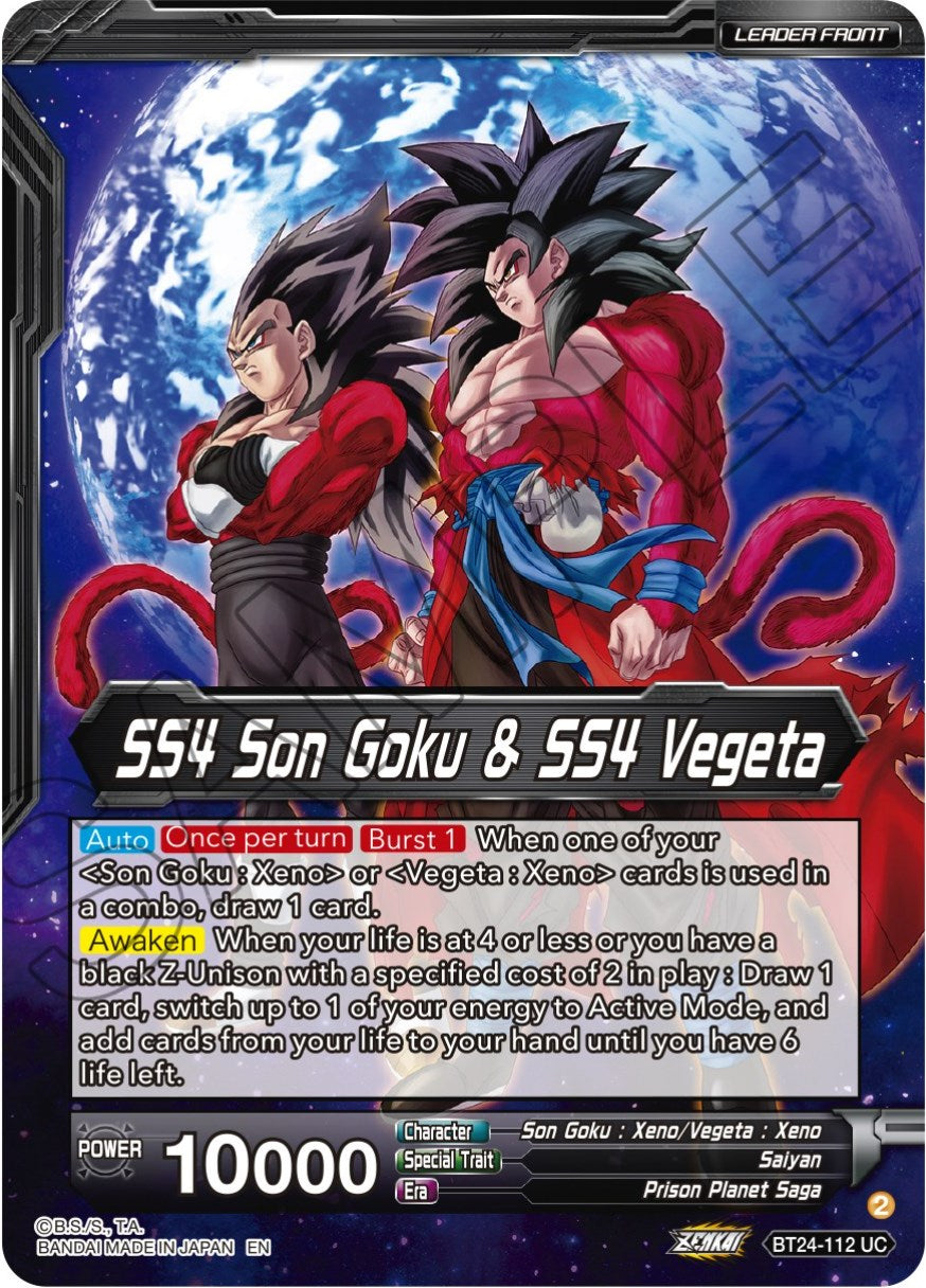 SS4 Son Goku & SS4 Vegeta // SS4 Vegito, Sparking Potara Warrior (SLR) (BT24-112) [Beyond Generations] | Dragon's Lair Comics and Fantasy Houston TX