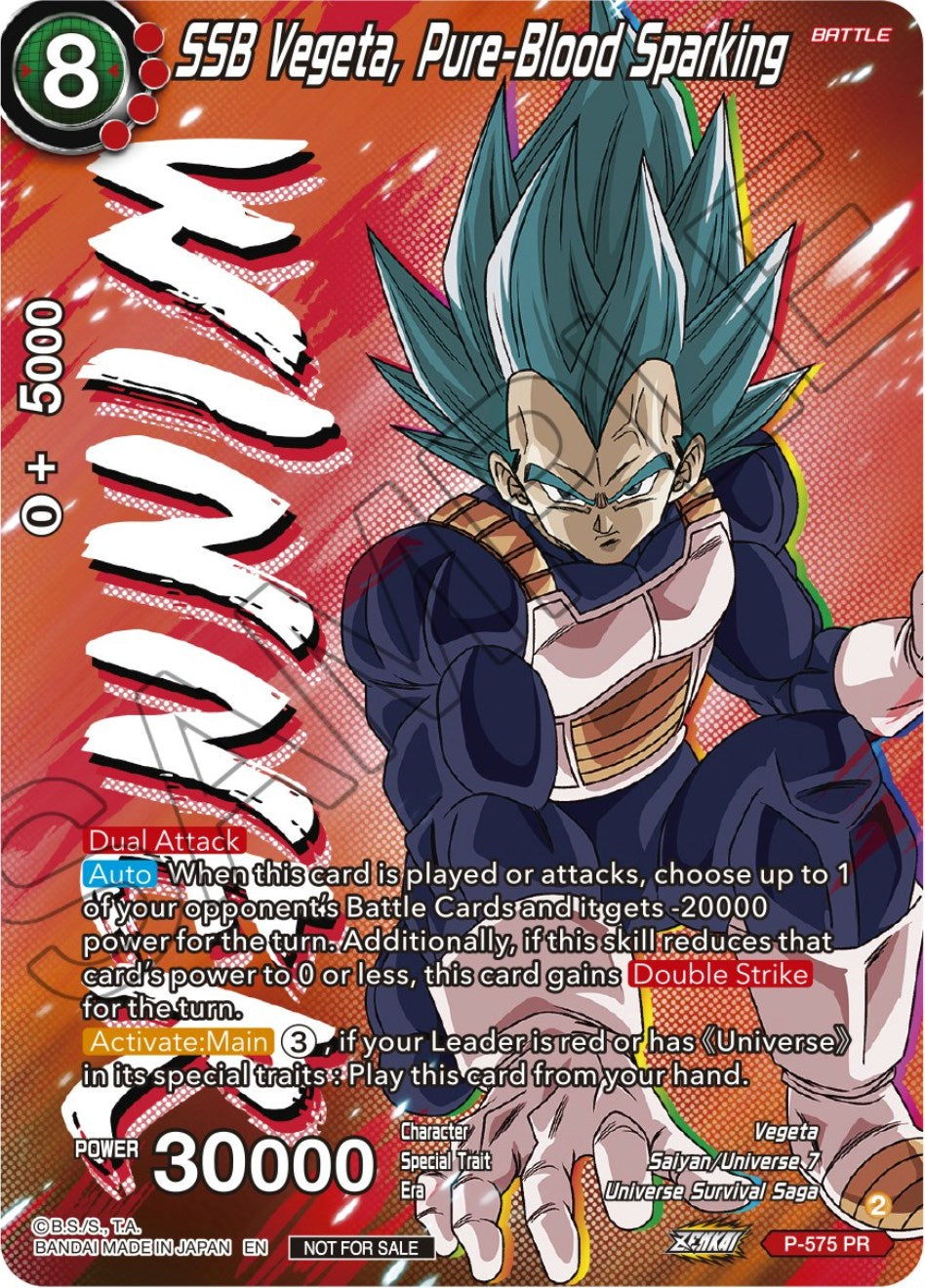 SSB Vegeta, Pure-Blood Sparking (Zenkai Series Tournament Pack Vol.7) (Winner) (P-575) [Tournament Promotion Cards] | Dragon's Lair Comics and Fantasy Houston TX