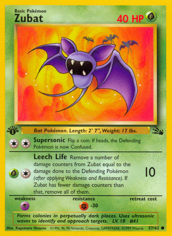 Zubat (57/62) [Fossil 1st Edition] | Dragon's Lair Comics and Fantasy Houston TX