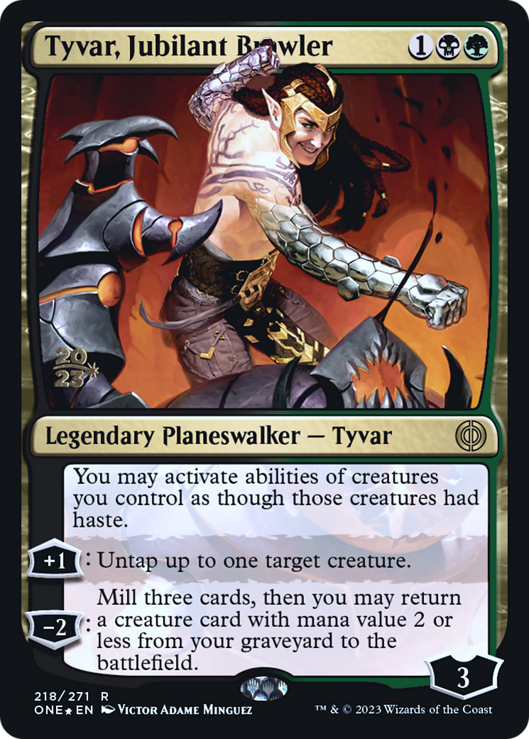 Tyvar, Jubilant Brawler [Phyrexia: All Will Be One Prerelease Promos] | Dragon's Lair Comics and Fantasy Houston TX