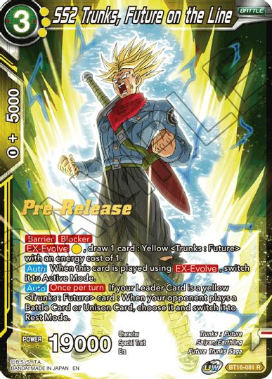 SS2 Trunks, Future on the Line (BT16-081) [Realm of the Gods Prerelease Promos] | Dragon's Lair Comics and Fantasy Houston TX