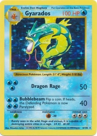 Gyarados (6/102) [Base Set Shadowless Unlimited] | Dragon's Lair Comics and Fantasy Houston TX