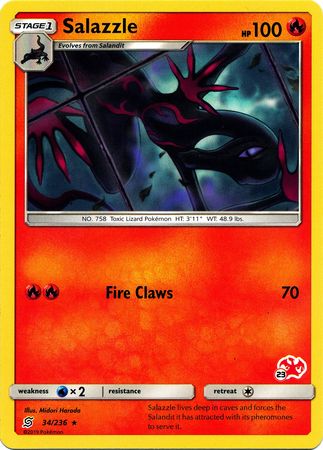 Salazzle (34/236) (Charizard Stamp #23) [Battle Academy 2020] | Dragon's Lair Comics and Fantasy Houston TX