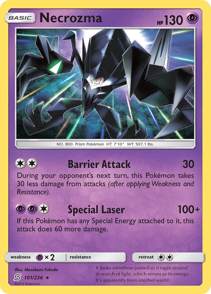 Necrozma (101/236) (Cracked Ice Holo) (Theme Deck Exclusive) [Sun & Moon: Unified Minds] | Dragon's Lair Comics and Fantasy Houston TX