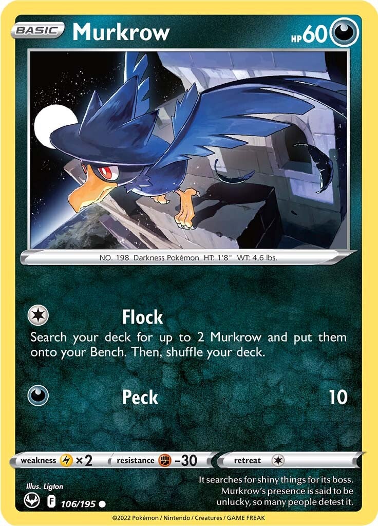 Murkrow (106/195) [Sword & Shield: Silver Tempest] | Dragon's Lair Comics and Fantasy Houston TX