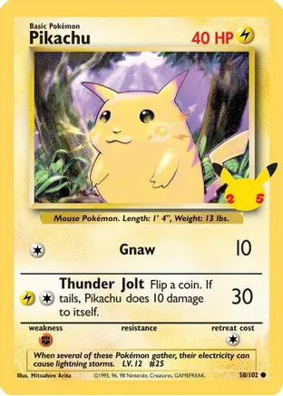 Pikachu (58/102) (25th Anniversary) (Jumbo Card) [Celebrations: 25th Anniversary] | Dragon's Lair Comics and Fantasy Houston TX