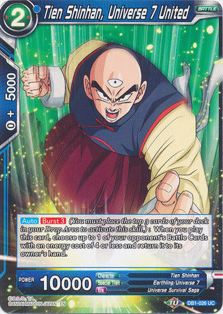 Tien Shinhan, Universe 7 United (DB1-026) [Dragon Brawl] | Dragon's Lair Comics and Fantasy Houston TX