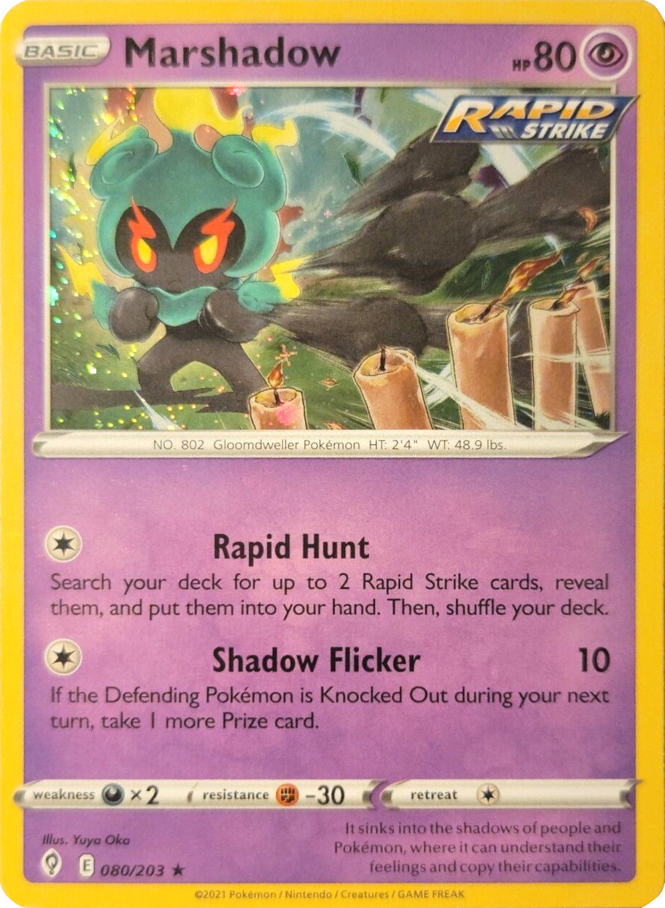 Marshadow (080/203) (Cosmos Holo) [Sword & Shield: Evolving Skies] | Dragon's Lair Comics and Fantasy Houston TX