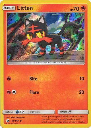 Litten (24/149) (Water Web Holo) [Sun & Moon: Base Set] | Dragon's Lair Comics and Fantasy Houston TX