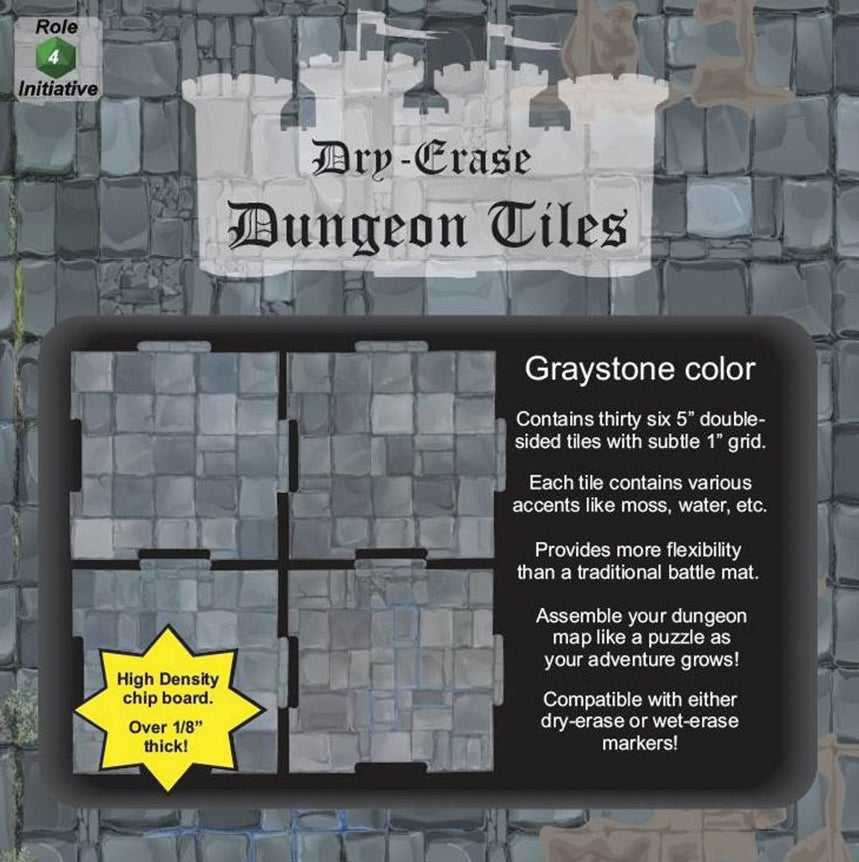 Dry Erase Dungeon Tiles: Graystone - Combo Pack of 5 Ten Inch and 16 Five Inch Squares | Dragon's Lair Comics and Fantasy Houston TX