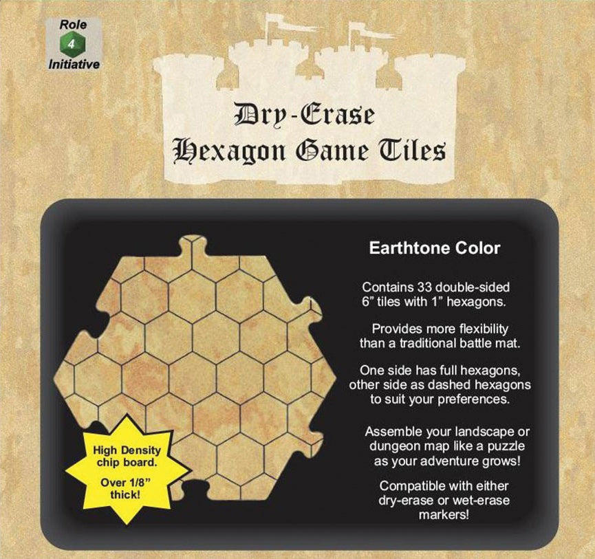 Dry Erase Dungeon Tiles: Earthtone - Pack of 33 Six Inch Hexagons | Dragon's Lair Comics and Fantasy Houston TX