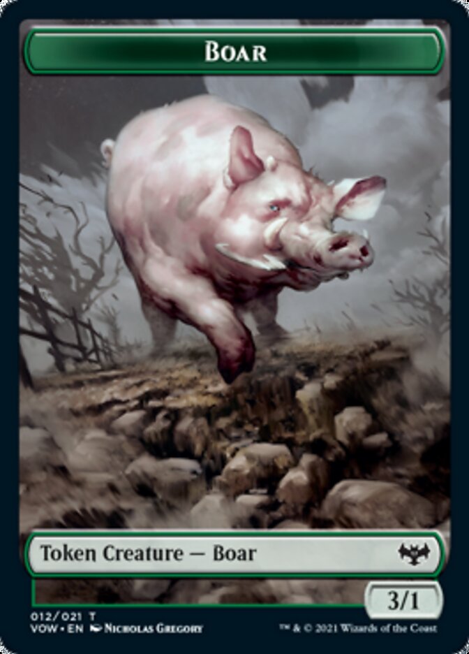 Wolf (011) // Boar Double-Sided Token [Innistrad: Crimson Vow Tokens] | Dragon's Lair Comics and Fantasy Houston TX