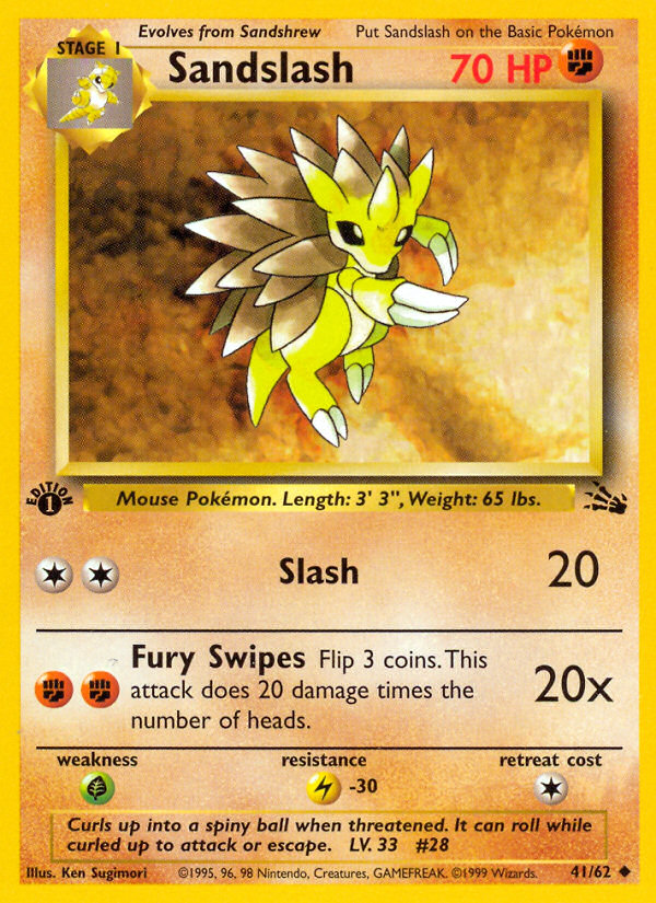 Sandslash (41/62) [Fossil 1st Edition] | Dragon's Lair Comics and Fantasy Houston TX