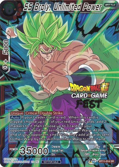 SS Broly, Unlimited Power (Card Game Fest 2022) (BT11-014) [Tournament Promotion Cards] | Dragon's Lair Comics and Fantasy Houston TX