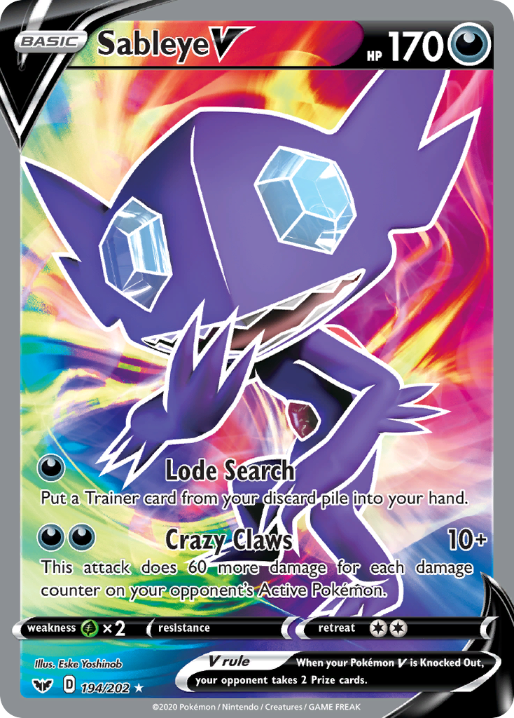 Sableye V (194/202) [Sword & Shield: Base Set] | Dragon's Lair Comics and Fantasy Houston TX