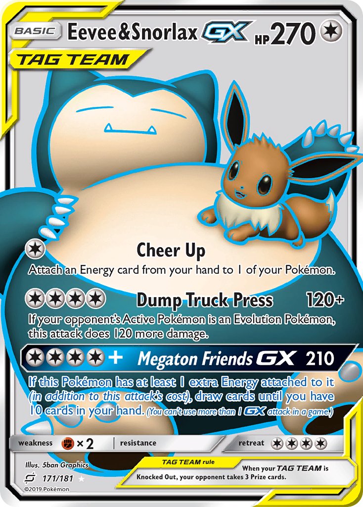 Eevee & Snorlax GX (171/181) [Sun & Moon: Team Up] | Dragon's Lair Comics and Fantasy Houston TX