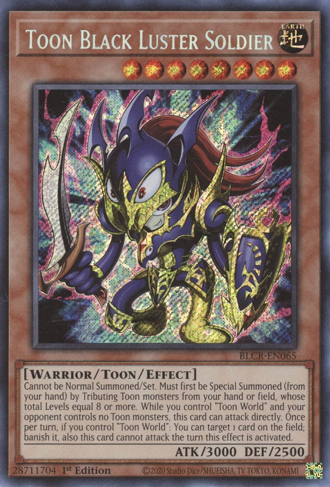 Toon Black Luster Soldier [BLCR-EN065] Secret Rare | Dragon's Lair Comics and Fantasy Houston TX