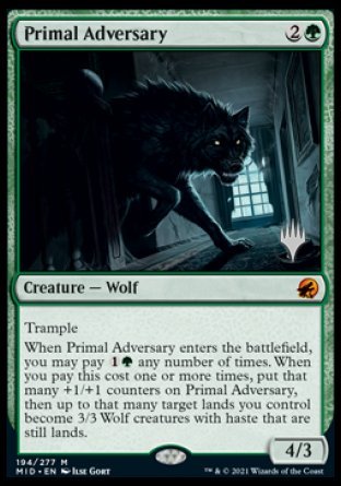 Primal Adversary (Promo Pack) [Innistrad: Midnight Hunt Promos] | Dragon's Lair Comics and Fantasy Houston TX