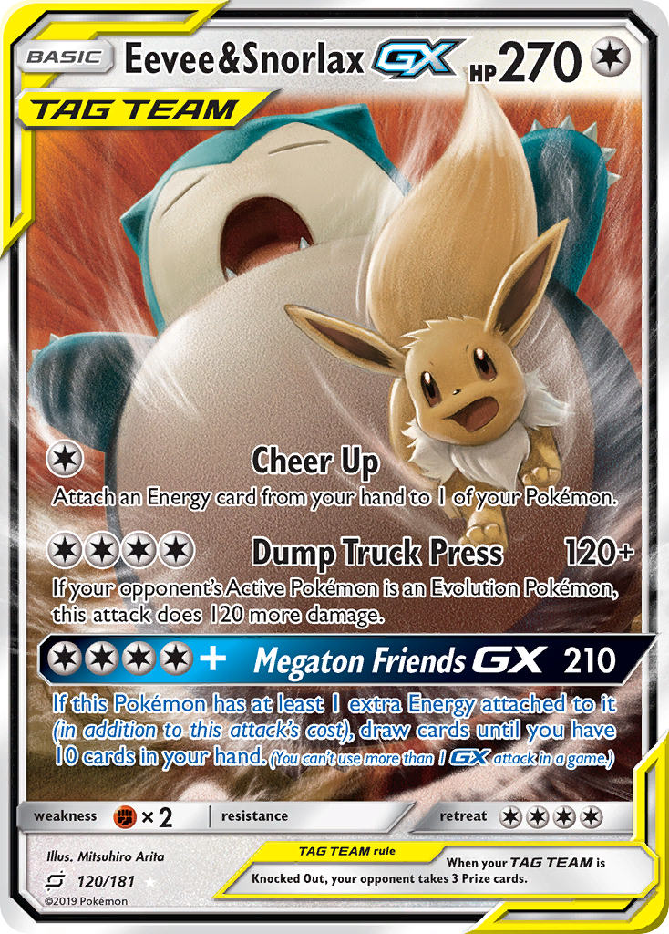 Eevee & Snorlax GX (120/181) [Sun & Moon: Team Up] | Dragon's Lair Comics and Fantasy Houston TX