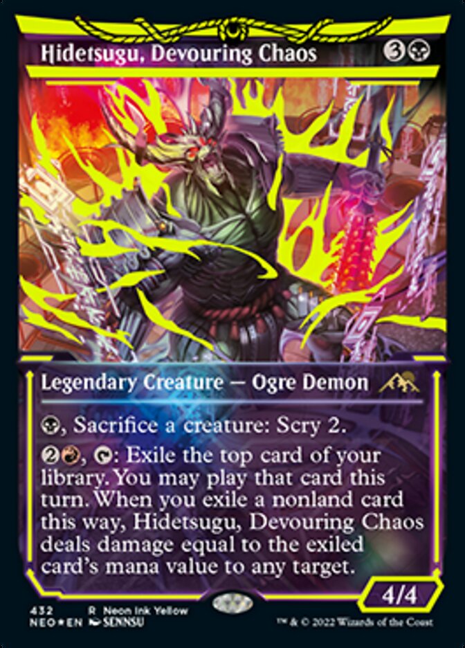 Hidetsugu, Devouring Chaos (Neon Ink Yellow) [Kamigawa: Neon Dynasty] | Dragon's Lair Comics and Fantasy Houston TX