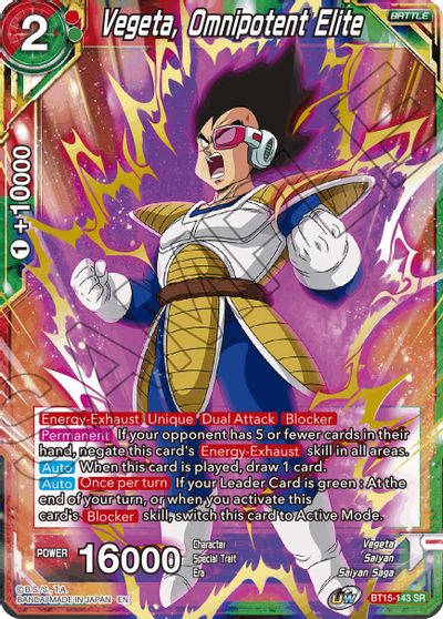 Vegeta, Omnipotent Elite (BT15-143) [Saiyan Showdown] | Dragon's Lair Comics and Fantasy Houston TX