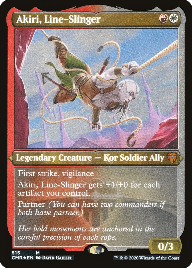 Akiri, Line-Slinger (Etched) [Commander Legends] | Dragon's Lair Comics and Fantasy Houston TX